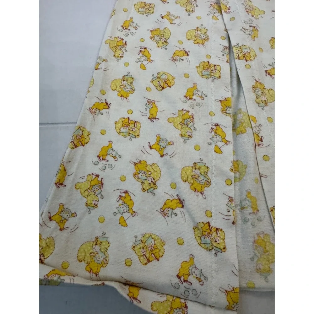 Vintage Carters Baby Gown Layette Yellow animal Print Short Sleeve USA